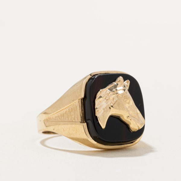 Onyx Horse Portrait Ring | 5.00ct | SZ 10.5 | For Cheap