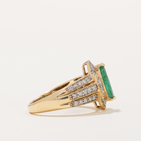 Emerald & Diamond Cocktail Ring | 0.65ct, 0.21ctw | SZ 7 | Online now