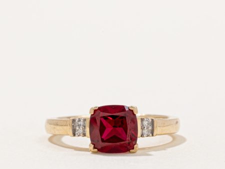 Synthetic Ruby & Diamond Ring | 2.00ct, 0.03ctw | SZ 7.25 | on Sale