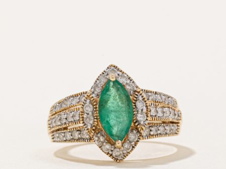 Emerald & Diamond Cocktail Ring | 0.65ct, 0.21ctw | SZ 7 | Online now