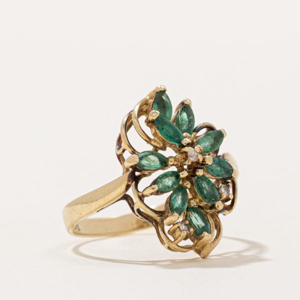 Emerald & Diamond Cocktail Ring | 0.80ctw, 0.03ctw | SZ 8 | For Discount