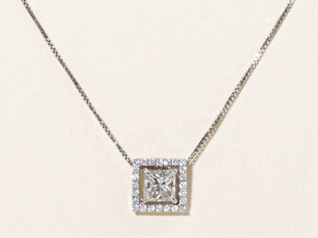 Princess Cut Diamond Pendant & Necklace | 0.64ctw | 16  | For Cheap