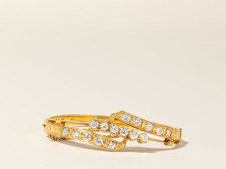 15K Yellow Gold Diamond Oval Shaped Bangle Bracelet | 2.67ctw | 7  Hot on Sale