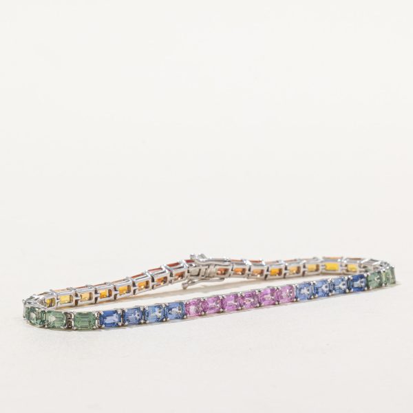 Rainbow Sapphire Tennis Bracelet | 12.08ctw | 7  | Online Hot Sale