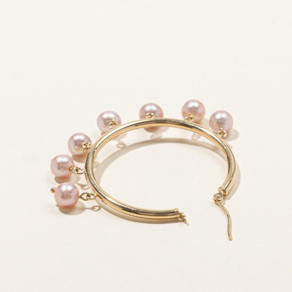 Pink Pearl Hoop Earrings Cheap