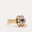 Sapphire & Diamond Flower Ring | 0.12ct, 0.10ctw | SZ 4 | For Sale