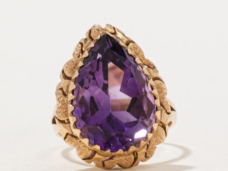 Pear Cut Amethyst Cocktail Ring | 7.00ct | SZ 4.5 | Online Sale