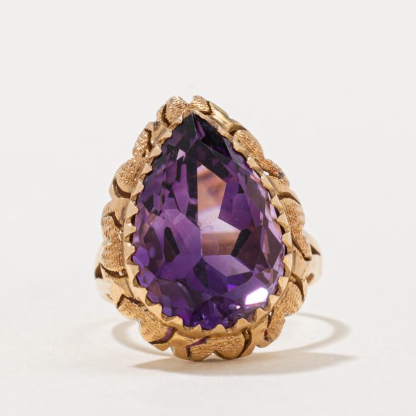 Pear Cut Amethyst Cocktail Ring | 7.00ct | SZ 4.5 | Online Sale