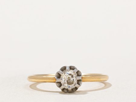 Old Mine Cut Belcher Set Diamond Ring | 0.26ct | SZ 6.5 | Hot on Sale