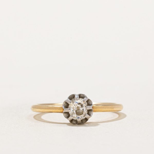 Old Mine Cut Belcher Set Diamond Ring | 0.26ct | SZ 6.5 | Hot on Sale