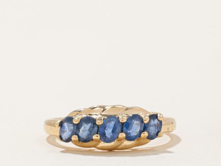 Five Stone Sapphire Cocktail Ring | 1.00ctw | SZ 7.75 | Online now