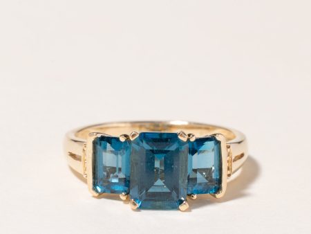 10K Yellow Gold Blue Topaz Ring | 3.28ctw | SZ 7 For Discount