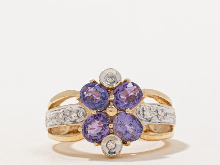 Violet Sapphire & Diamond Cocktail Ring | 1.20ctw, 0.10ctw | SZ 5.75 | Cheap