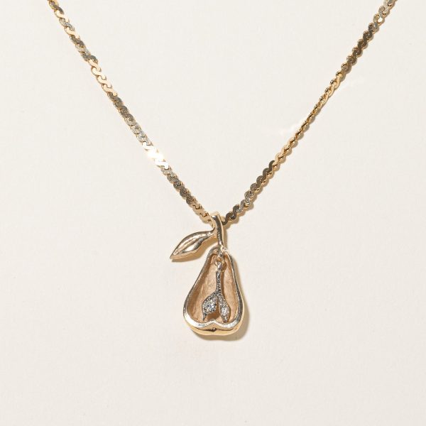 Gold Pear Pendant & Necklace | 0.05ctw | 16  | Online now