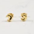 18k Yellow Gold Moon Stud Earrings For Sale