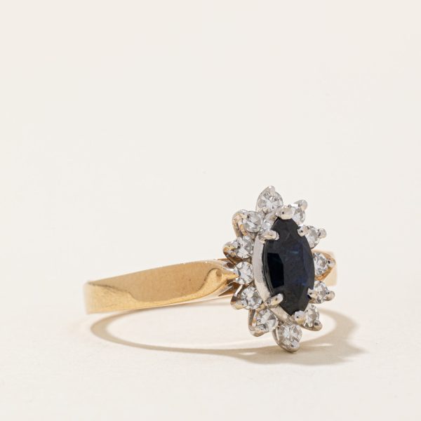 Sapphire & Diamond Halo Ring | 0.40ct, 0.26ctw | SZ 7.75 | on Sale