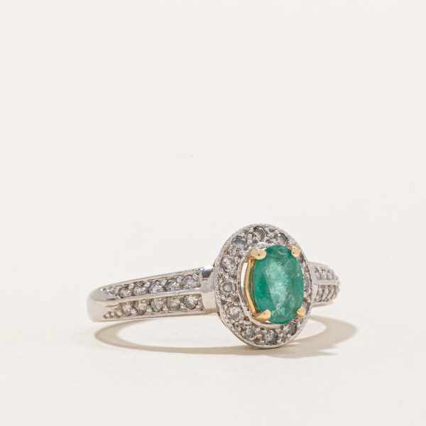 Emerald & Diamond Halo Ring | 0.36ct, 0.20ctw | SZ 5.75 | For Cheap