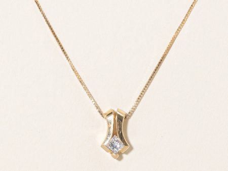 Princess Cut Diamond Pendant Necklace | 0.19ct | 18  | Sale