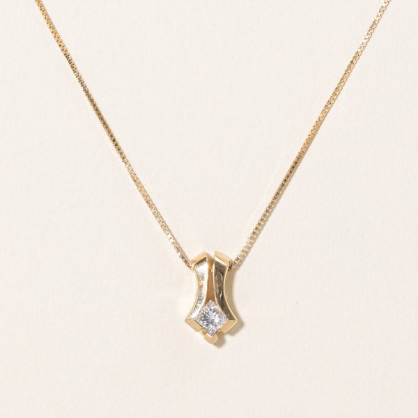 Princess Cut Diamond Pendant Necklace | 0.19ct | 18  | Sale