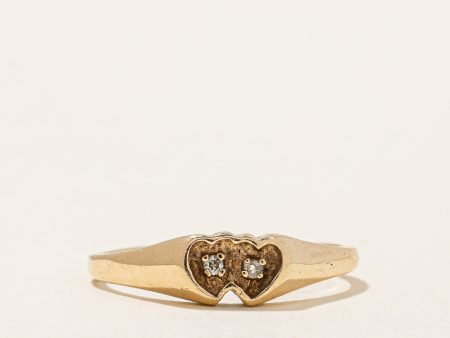 Double Heart Diamond Ring | 0.02ctw | SZ 6.25 | For Discount