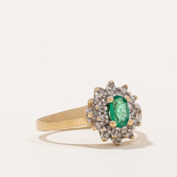 Emerald & Diamond Halo Ring | 0.28ct, 0.12ctw | SZ 7.25 | Hot on Sale