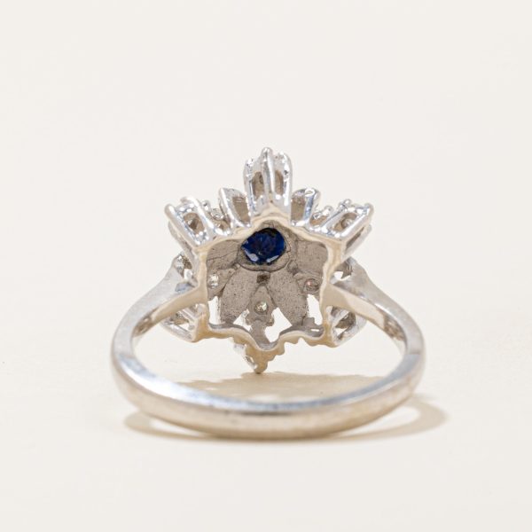 Sapphire & Diamond Snowflake Ring | 0.55ct, 0.35ctw | SZ 7.25 | Online Sale