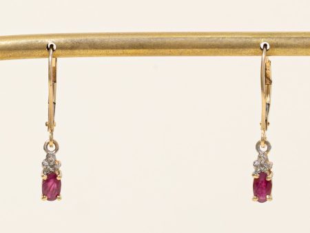 Ruby & Diamond Drop Earrings | 0.50ctw, 0.03ctw | Discount