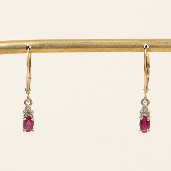 Ruby & Diamond Drop Earrings | 0.50ctw, 0.03ctw | Discount