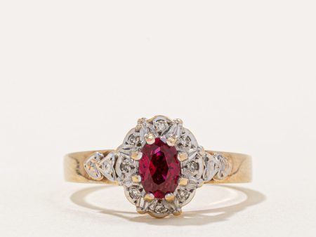 Synthetic Ruby & Diamond Ring | 0.50ct, 0.04ctw | SZ 7.25 | Online Hot Sale