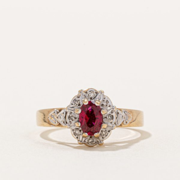 Synthetic Ruby & Diamond Ring | 0.50ct, 0.04ctw | SZ 7.25 | Online Hot Sale