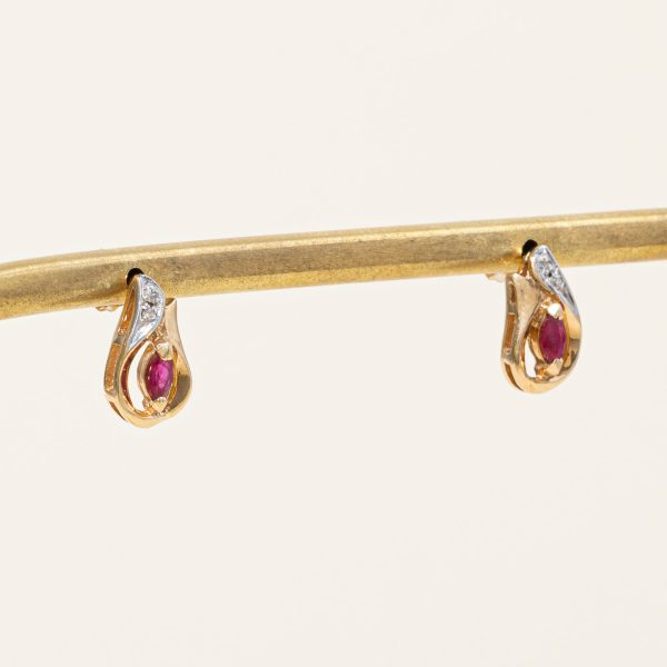 Ruby & Diamond Earrings | 0.12ctw, 0.02ctw | For Discount