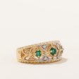 Emerald & Diamond Lattice Ring | 0.22ctw, 0.02ctw | SZ 6.5 | Supply