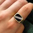 Onyx & Diamond Signet Ring | 1.20ct, 0.07ctw | SZ 9 | Online