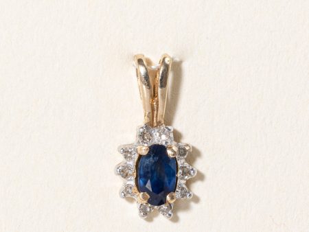 Sapphire & Diamond Halo Pendant | 0.25ct, 0.08ctw | Discount