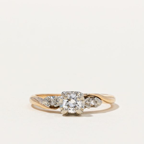 Vintage Retro Diamond Engagement Ring | 0.17 ctw, SZ 4 | Hot on Sale