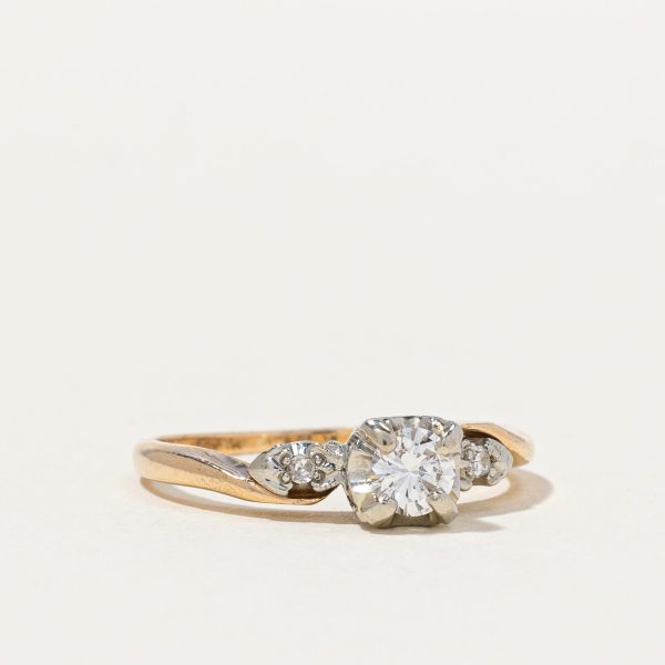 Vintage Retro Diamond Engagement Ring | 0.17 ctw, SZ 4 | Hot on Sale