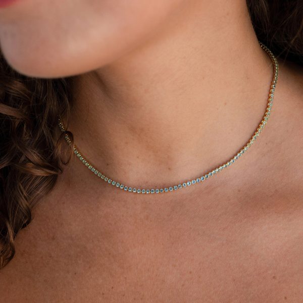 Aquamarine Tennis Choker Necklace For Cheap