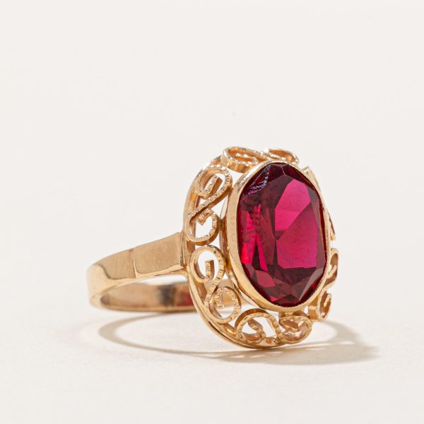 Synthetic Ruby Cocktail Ring | 3.60ct | SZ 6.25 | For Discount