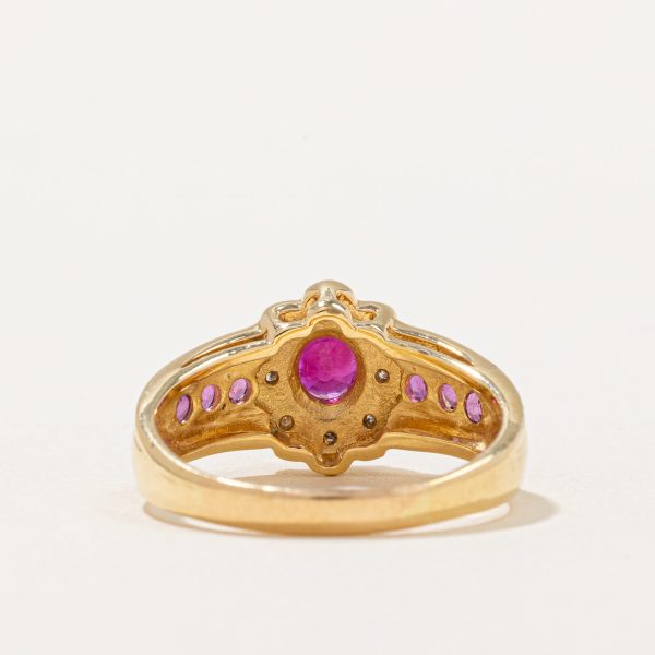 Ruby & Diamond Halo Ring | 0.60ctw, 0.08ctw | SZ 6 | Online now