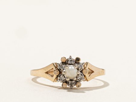 Pearl & Diamond Cocktail Ring | 0.03ctw | SZ 5.5 | Cheap