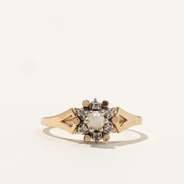 Pearl & Diamond Cocktail Ring | 0.03ctw | SZ 5.5 | Cheap