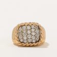 Pave Set Diamond Textured Signet Ring | 0.70ctw | SZ 5.5 | Discount