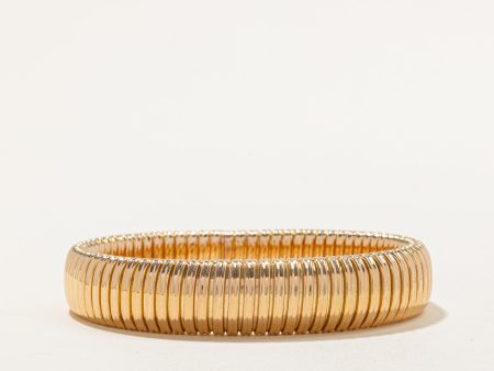 18k Yellow Gold Fluted Bracelet | 7.75  | on Sale