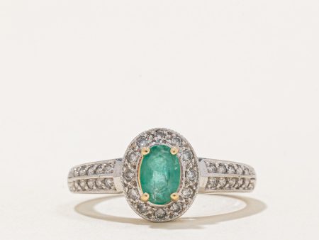 Emerald & Diamond Halo Ring | 0.36ct, 0.20ctw | SZ 5.75 | For Cheap