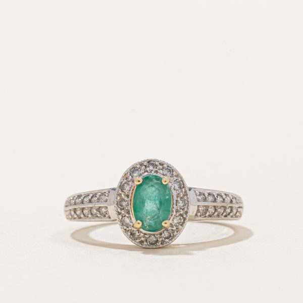 Emerald & Diamond Halo Ring | 0.36ct, 0.20ctw | SZ 5.75 | For Cheap