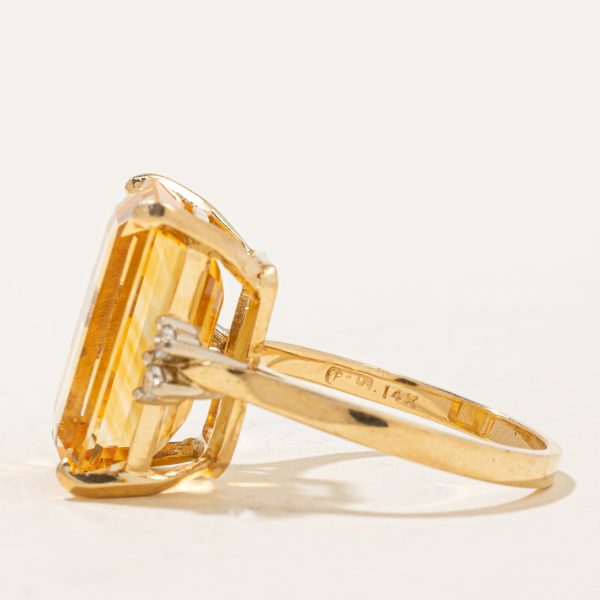 Mandarin Citrine & Diamond Cocktail Ring | 11.00ct, 0.08ctw | SZ 7 | For Discount