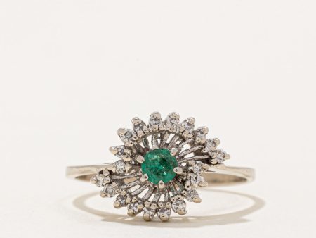 Emerald & Diamond Ring | 0.13ct, 0.10ctw | SZ 7.75 | Online Sale