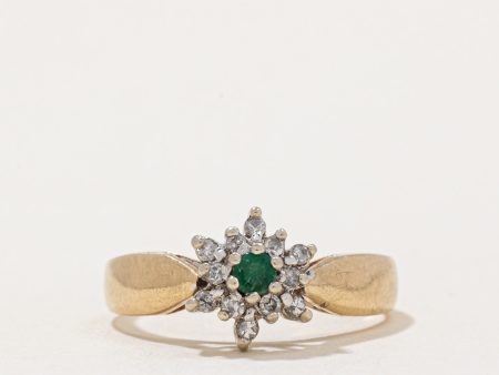 Emerald & Diamond Halo Ring | 0.05ct, 0.10ctw | SZ 6 | Online now