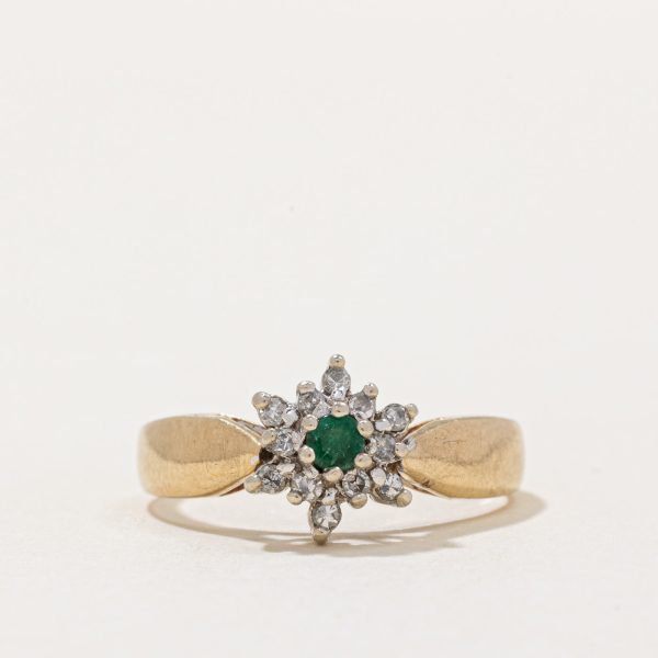 Emerald & Diamond Halo Ring | 0.05ct, 0.10ctw | SZ 6 | Online now