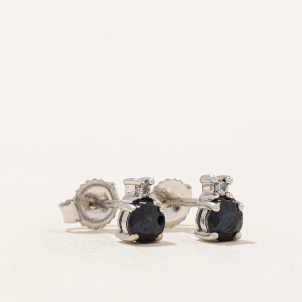 Sapphire & Diamond Stud Earrings | 0.34ctw, 0.02ctw | on Sale